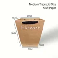 Sac cadeau de fleurs trapézoïdal en papier kraft de qualité supérieure avec mesures - Trapèze Moyen Fleur Kraft