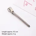 Professional 9.5cm silver metal duckbill hair clip for sectioning hair styling - Thickened Concave Style (1pc) / Silver