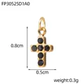 Detailed dimensions of stainless steel cross pendant with black zircon stones - Gold with Black Zirconia (FP30525D1A0)