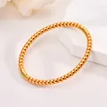 Elegant orange 18K gold plated stainless steel beaded bracelet variant for women - Orange Bead Bangle