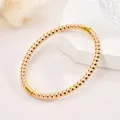 Luxury 18K gold-plated stainless steel beaded bracelet with elegant pink enamel accents - Pink Bead Bangle