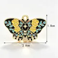 Butterfly enamel jewelry pendant in yellow and blue, 2.8cm wide size - Black and Yellow Butterfly Connector / 2.8CM×1.8CM