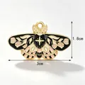 Detailed moth-shaped alloy enamel charm with pink and black drip oil, size 3cm x 1.8cm - Pink and Black Moth / 3CM×1.8CM