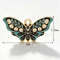 Exquisite butterfly shaped enamel alloy pendant for DIY jewelry projects 3x1.5cm - Blue and Black Floral Butterfly / 3CM×1.5CM