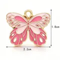 Handmade pink enamel butterfly charm pendant in gold alloy for DIY jewelry making accessories - Pink Gradient Butterfly
