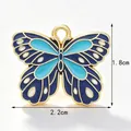 Handmade blue enamel butterfly alloy charm pendant for DIY jewelry, 2.2cm x 1.8cm size - Blue Patchwork Butterfly