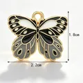 Golden alloy butterfly charm for DIY jewelry with black and grey enamel finish, 2.2x1.8cm - Black and Grey Patchwork Butterfly