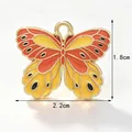 Enamel butterfly alloy charm for DIY jewelry making, orange and yellow, 2.2x1.8cm - Yellow Patchwork Butterfly