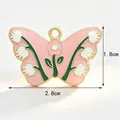 Pink enamel butterfly charm with lily of the valley pattern 2.8x1.8cm - Pink Lily of the Valley Butterfly Style B