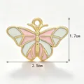 Butterfly alloy pendant with pink and white enamel for DIY jewelry - Pink and White Patchwork Butterfly Style B