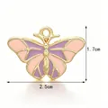 Gold-tone enamel butterfly charm for jewelry making, 2.5x1.7cm alloy craft pendant - Purple and Pink Patchwork Butterfly Style B