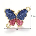 2cm blue and pink glitter butterfly alloy pendant connector for DIY jewelry making - Royal Blue and Pink Glitter Butterfly Connector