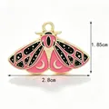 Pink and black moth enamel charm pendant for DIY jewelry, measurements 1.85cm by 2.8cm - Pink Moon and Star Moth Style B