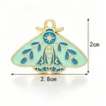 Teal and blue butterfly enamel charm pendant for DIY jewelry making, size 2.8cm x 2cm - Mint Green Moth