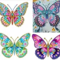 Vibrant 5D diamond painting DIY kit featuring four unique butterfly patterns for home decor - White Butterfly Series / Diamond Painting Kit