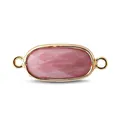 Faceted pink natural stone connector charm with gold plating for jewelry making. - Red Wood Grain Stone