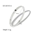 Silver stainless steel bangle with engraved stars and zircon accents, 60mm diameter. - Eight-pointed Star Flower Zirconia Style (HF-B5193-S)