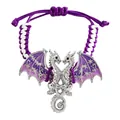 Detalle de pulsera de dragón tejida con alas de esmalte púrpura y copos de nieve - Pulsera (40 Púrpura 7446) / Plata Antigua Esmalte Púrpura