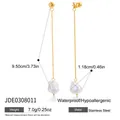 Eleganti orecchini a nappa lunga in acciaio dorato 18K con perle barocche bianche - Stile Nappina con Perla Artificiale Barocca (JDE0308011)