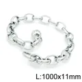 Premium silver stainless steel chunky O-link chain necklace measuring 1000mm by 11mm - Model A 11mm 1m Chain(KLJ5387-Z)
