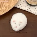 Cute white plush hamster-shaped hair clip, size 5x6cm, soft faux fur texture accessories. - 1# Little Hamster Hair Clip - White