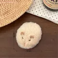 Adorable cream plush hamster hair clip for girls, cute faux fur accessory, 5x6cm - 2# Little Hamster Hair Clip - Beige