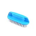 Ergonomic blue plastic laundry brush with soft white bristles for multi-purpose shoe cleaning - Standard / Blue