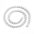 8mm quadratische Zirkonia Tennis-Halskette im Hip-Hop-Stil in glänzender Silberoptik. - Stil 2-Silber / 20 Zoll Halskette (Ca. 51cm)