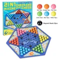 2-in-1 Magnet-Damespiel Brettspiel-Set mit bunten Perlen und Aufbewahrungsbox - 2-In-1 Magnetisches Kampfschach + Damespiel