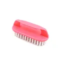 Pink plastic laundry brush with handle and white bristles - Standard / Pink