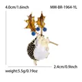 Emaille-Igel-Brosche mit blauen Kristallen und goldenen Stechpalmenblättern Schmuck. - Gelb