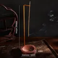 Creative Zen style inverted incense burner with wooden base and golden metal frame - Type L - Dark Base / Gold