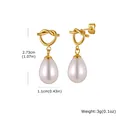 Detailed dimensions and weight of 18K gold plated knot drop earrings with pearls - ED-832G