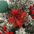 Red glitter hollow poinsettia flower ornament for festive Christmas tree decoration - Red