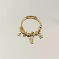 Elegant gold stainless steel charm bracelet featuring musical notes and teddy bear beads. - Exquisite Beaded Style (B1076)