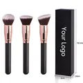 Professional 3pcs makeup brush set with rose gold ferrules and black packaging box. - 2 Black Makeup Brushes (Selectable Style) + Paper Box