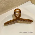 Élégante grande pince à cheveux en acrylique ambré, taille environ 12,5 cm, modèle SKU - Forme de barre / Thé Transparent
