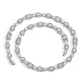 10mm wide silver chain necklace with shimmering multi-shape clear zircon gemstones - Style 1 / 24inch Necklace (Length 60cm) / Silver