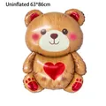 Valentine's Day teddy bear foil balloon with red heart, 63x86cm uninflated size - Valentine's Cute Bear
