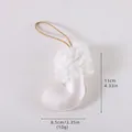 Minimalist white leather Christmas stocking ornament with fluffy faux fur, 11cm height - A White Boot
