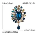 Lussuosa spilla a fiore con cristallo blu e pendente a goccia elegante SKU - Oro Caffè Blu