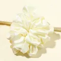 Oversized cream pleated satin scrunchie with a soft and premium silk-like texture - Milk White