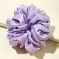 Oversized purple satin scrunchie hair accessory with elegant pleated texture for women - Light Purple