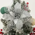 Sprankelende zilveren glitter Kerstster bloem voor kerstboom- en kransdecoratie - Zilver