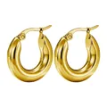 Thickened gold titanium steel hoop earrings with high-shine polished finish for women - 20mm / Gold