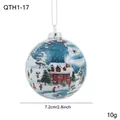 7.2cm Christmas ball ornament with snowy house scene for festive tree decoration - Blue Base Christmas Snow House