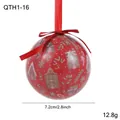 7.2cm Red Christmas ball hanging ornament with gingerbread house patterns and ribbon - Red Base Christmas House Ball