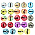 Various 8-12mm glass cabochons with dragon and cat eye patterns for DIY jewelry - Multicolor