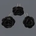 Handmade black fabric rose hair pins bridal wedding hair accessories set of 3 items - Black Rose Flower Style (HS-J6420BLK)