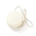 Cute white round straw woven crossbody bag for children and toddlers summer accessory - Pure White Cylindrical Bag (16*6.5cm)
